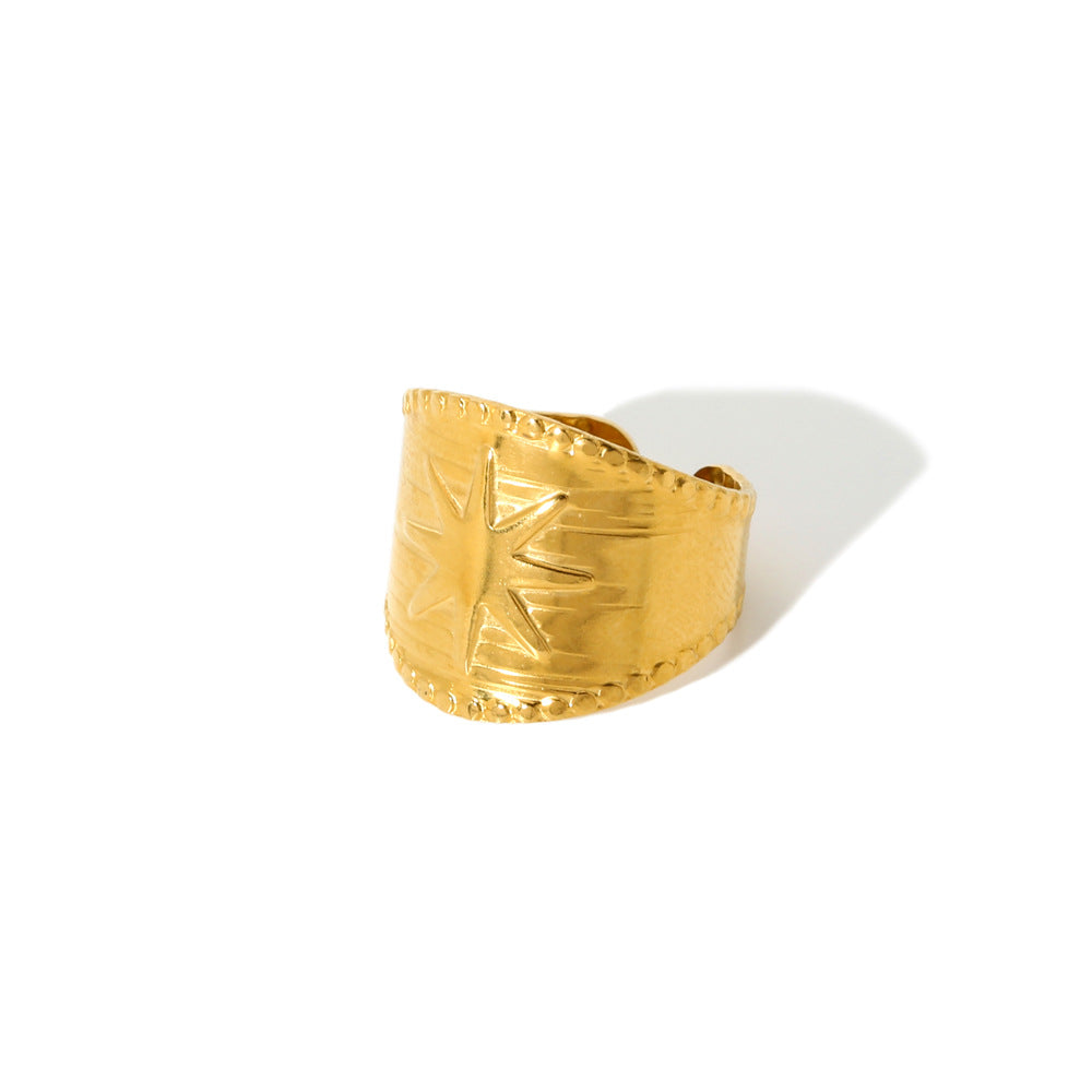 Titanium Steel Gold-plated Geometric Advanced Stainless Rings