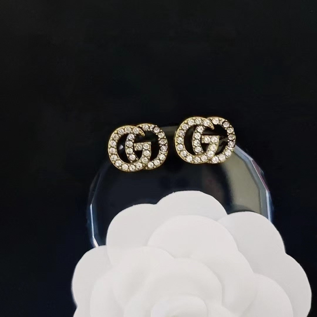 Women's & Men's Quality Collection Trending Rhinestone Letters Sier Earrings