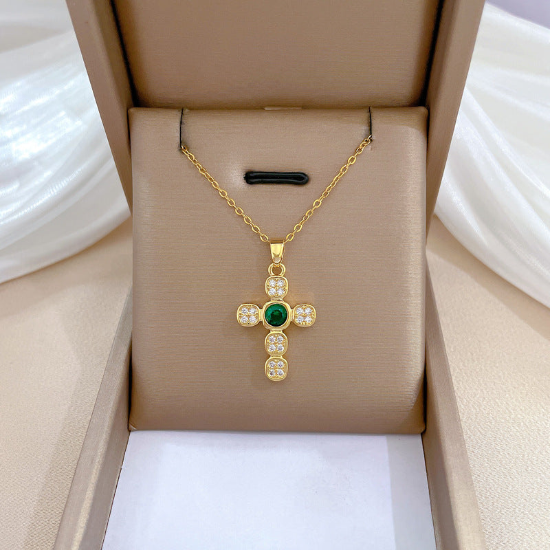 Steel Light Luxury Full Diamond Design Temperament Necklaces