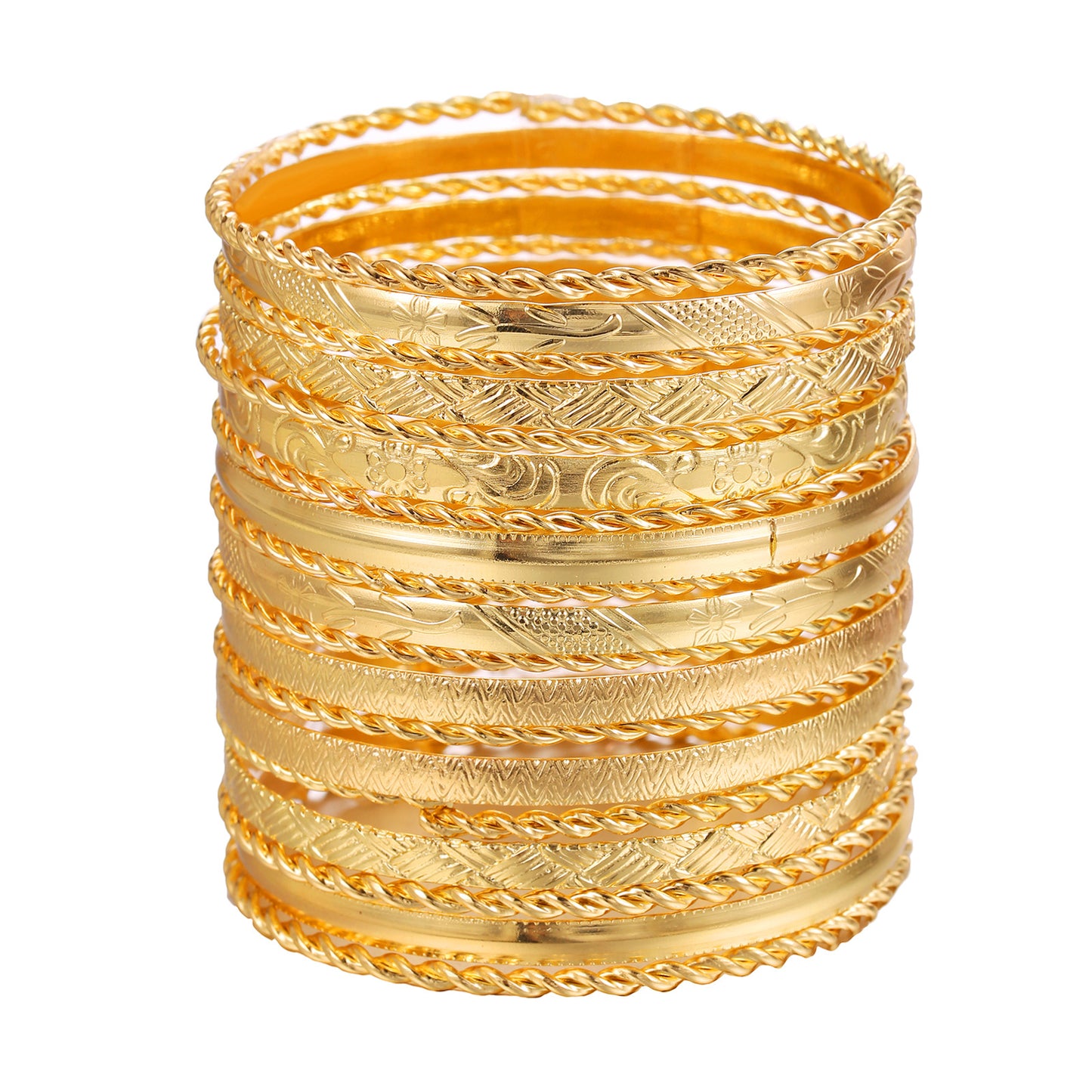 Women's Metal Retro Twin Gold Beating Pattern Bracelets