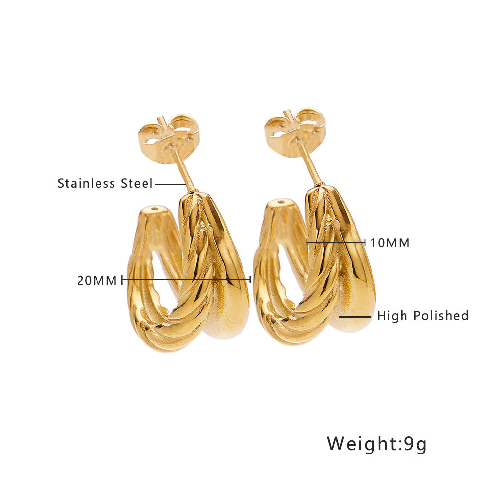 Twist Round Diamond Woven Wheat Ear Earrings