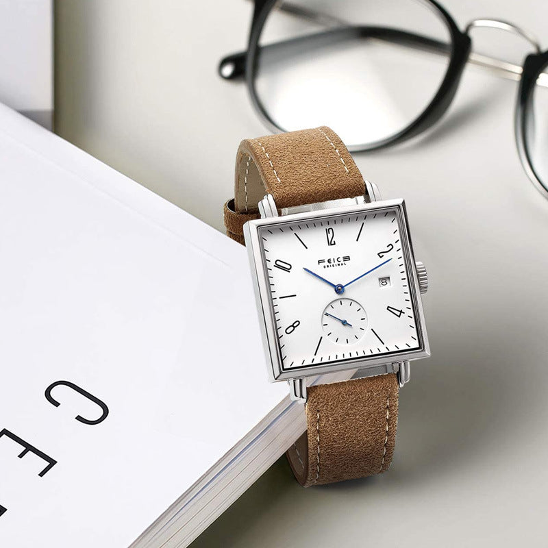 Men's Square Watch Automatic Leisure Simple Hollow Mechanical Watches