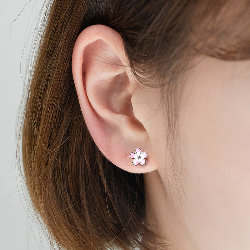 Sier Small Flower Ear Young Personalized Fresh Earrings