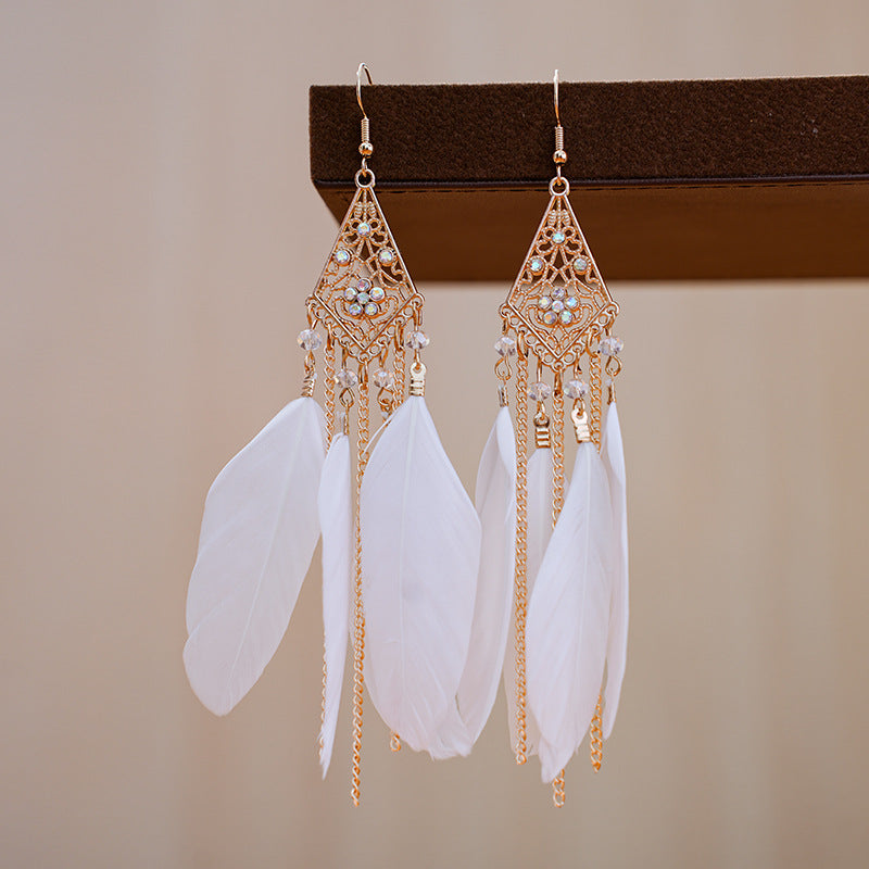 Feather Female Rhombus Spot Drill Your Earrings