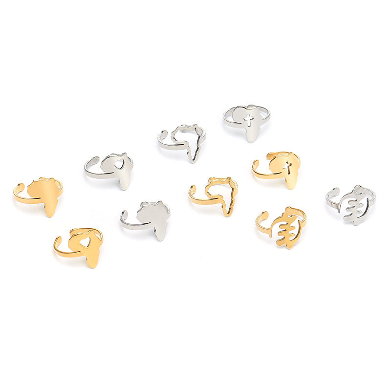 Women's Fashion Titanium Steel Glossy Gold Color Rings