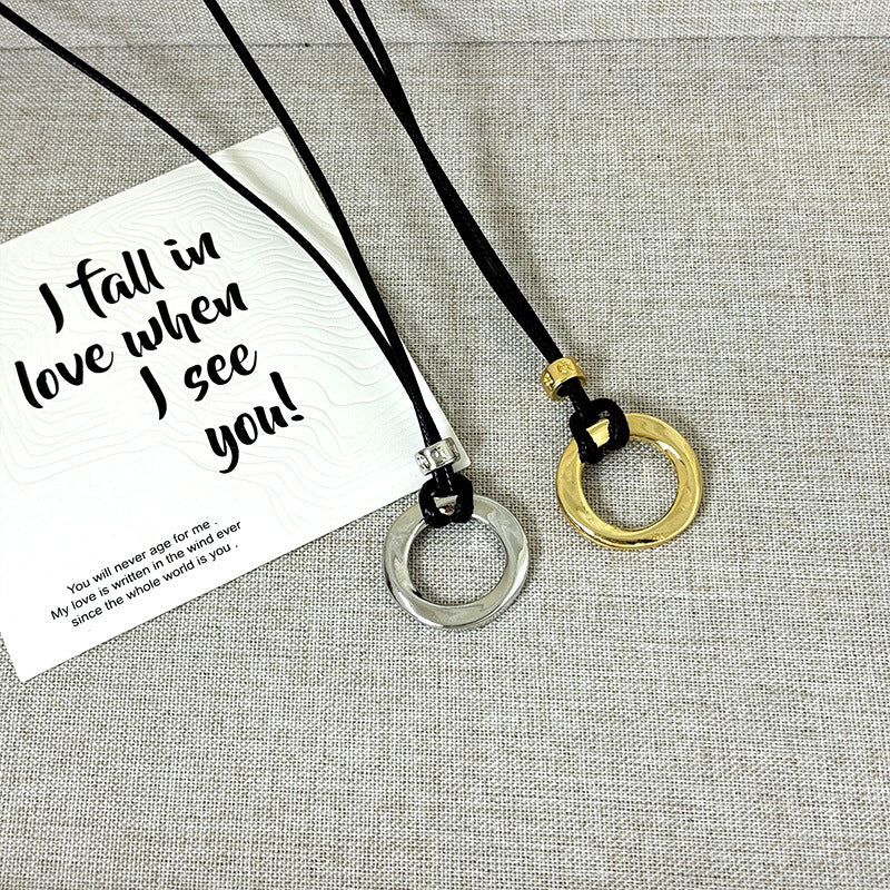 Black Rope Sweater Chain High Sense Necklaces