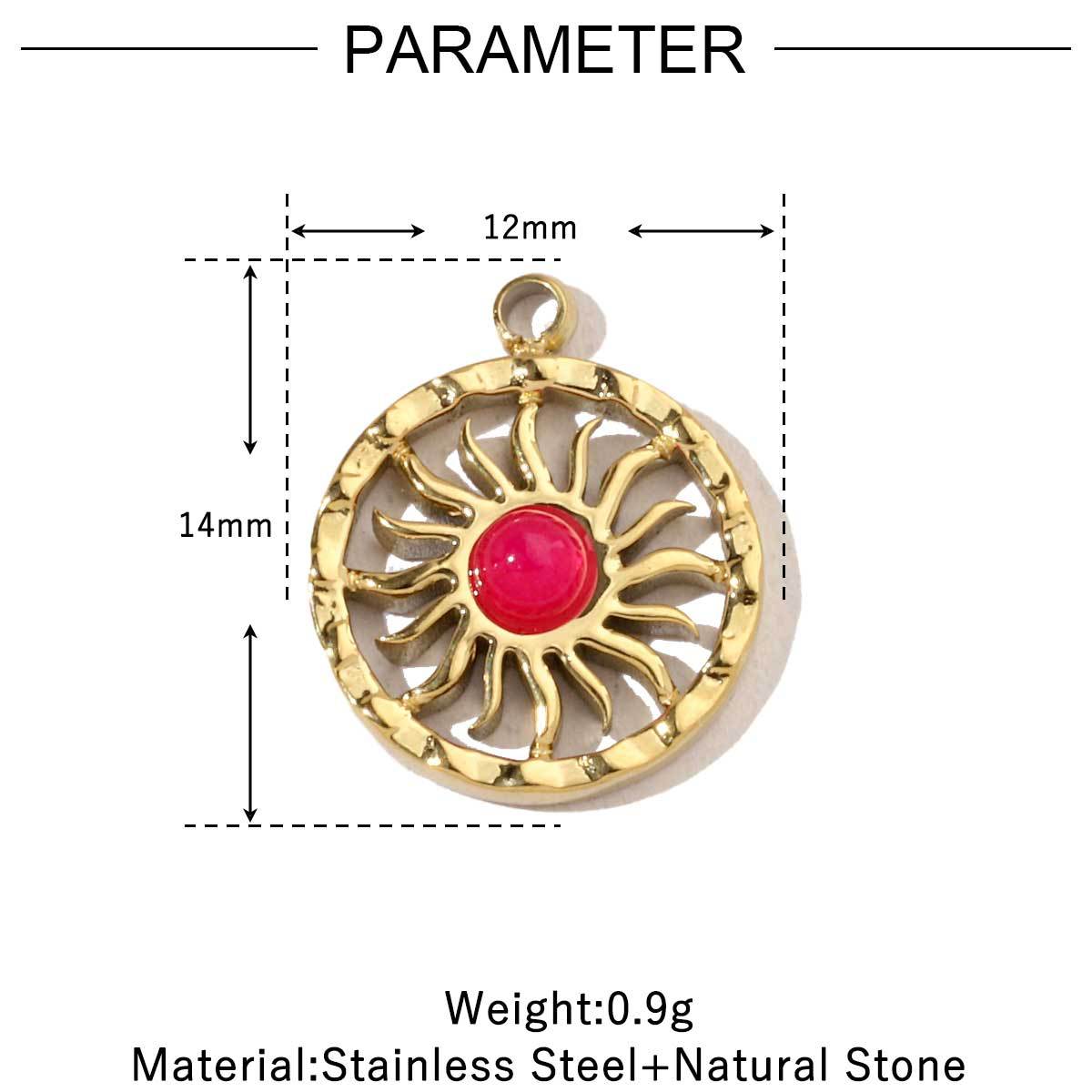 Women's Sun Natural Stone Titanium Steel Gold White Shell Pendants