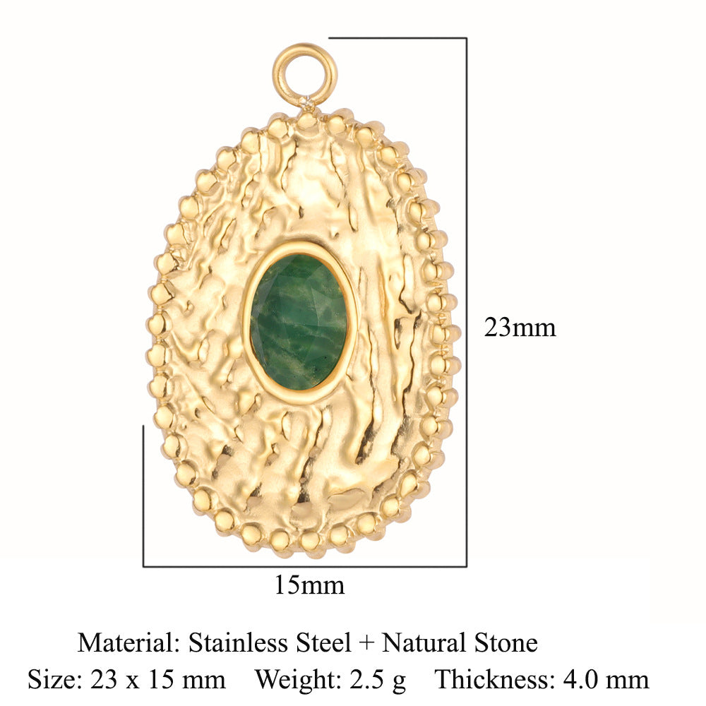 Bohemian Natural Stone Titanium Steel Jewelry Pendants