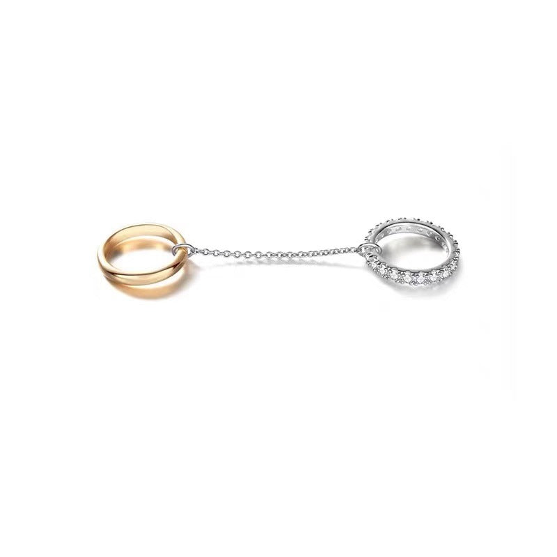 Women's Luxury Double Chain Color Matching Twin Simple Rings
