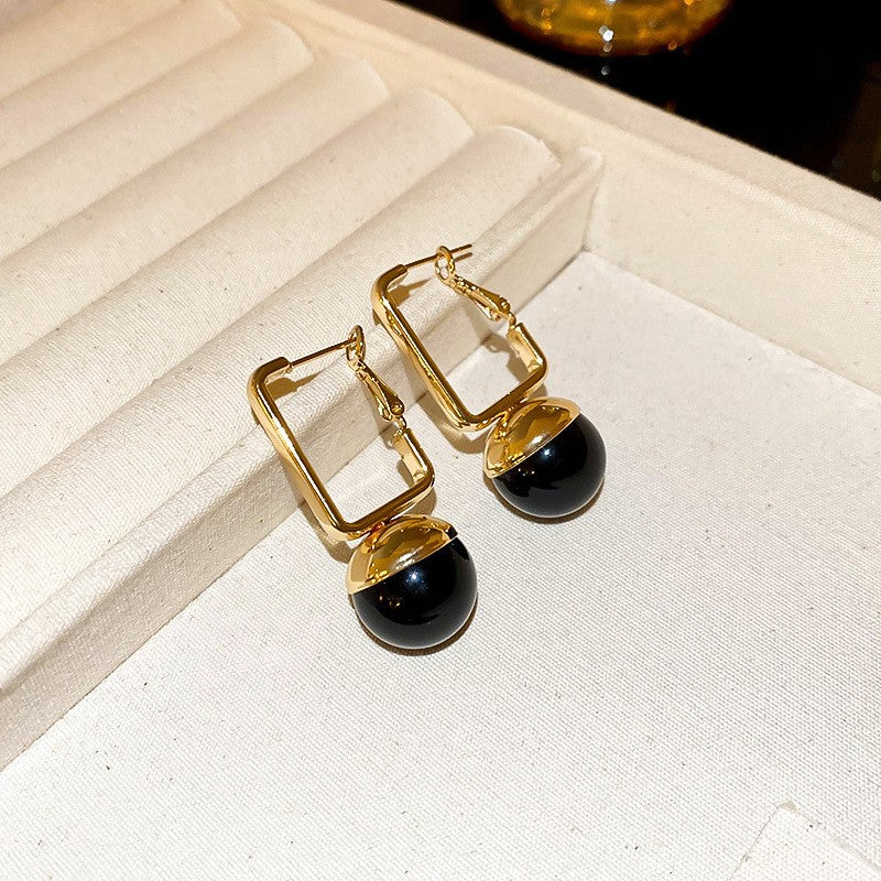 Needle Black Crystal Geometric Ear Minority Fashion Temperament Entry Earrings