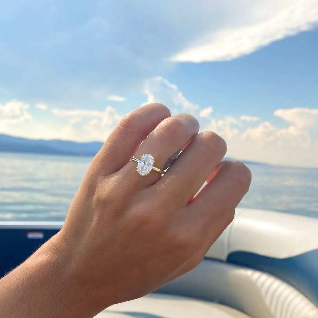 Women's Wedding High Luxury Oval Zircon Series Female Fashion Rings
