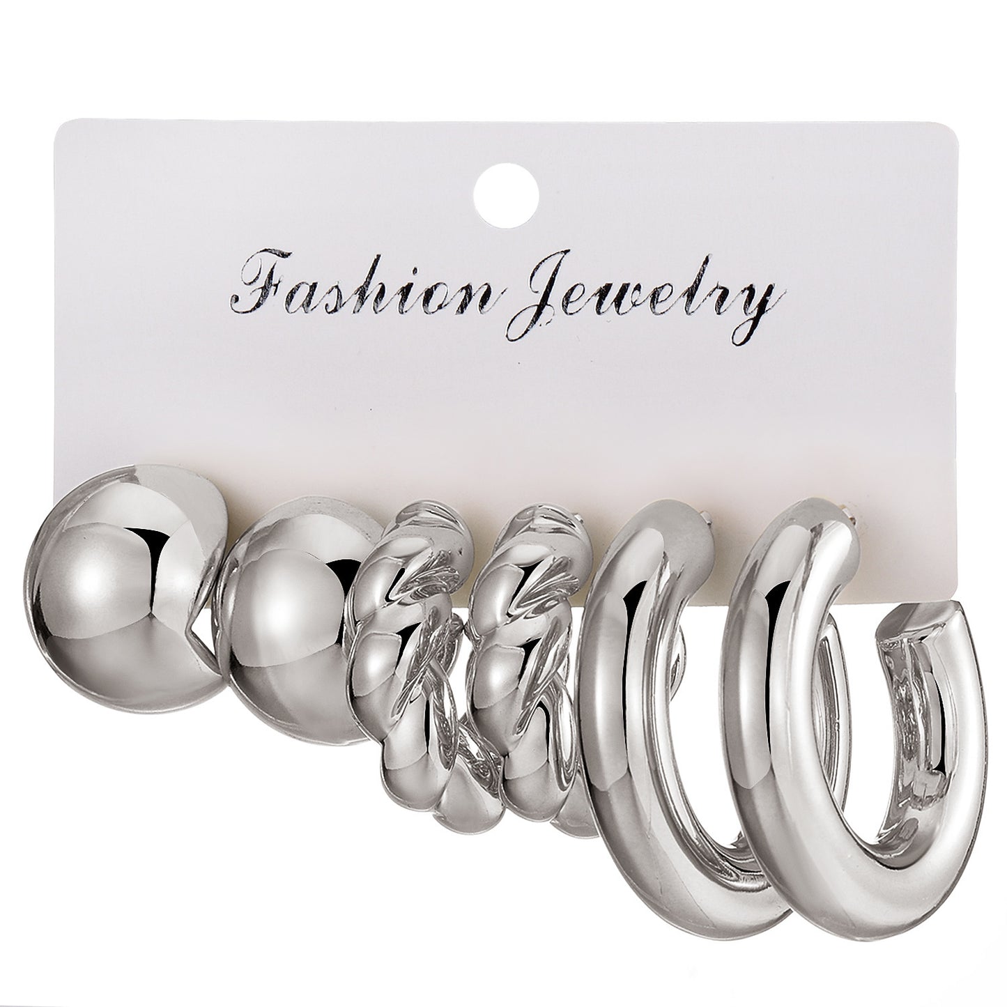Type Irregular Card Set White Gold Color Earrings
