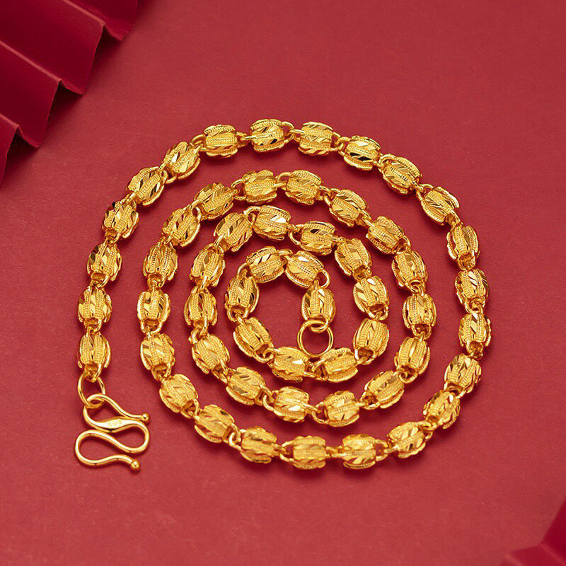 Men's Gold Hexagonal Sweater Chain Brass Vacuum Necklaces