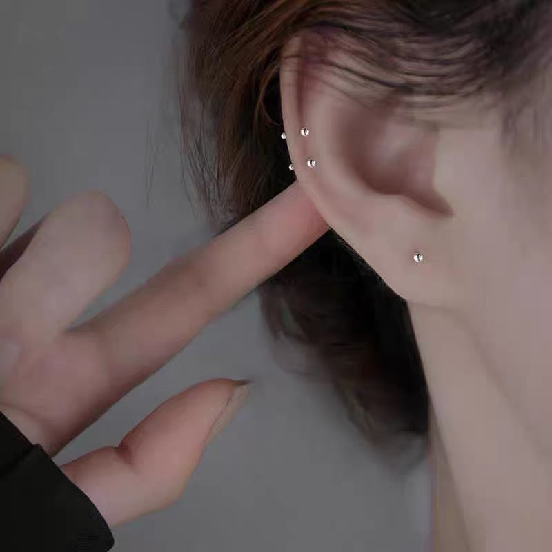 Charming Sterling Sier Double-headed Simple Ear Earrings