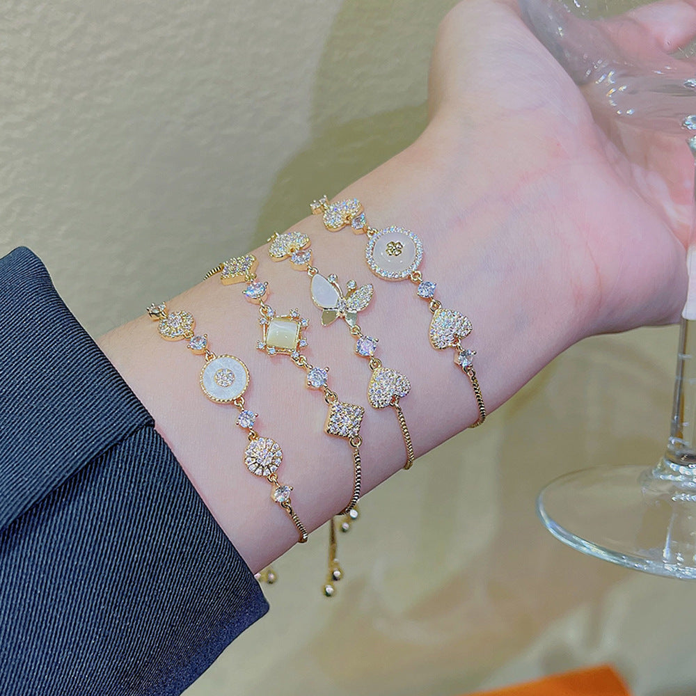 Style Elegant Copper Inlaid Zircon Female Summer Niche Design Bracelets
