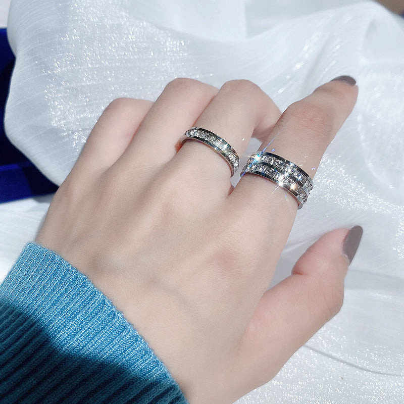 Women's & Men's Couple Style Simple High-grade Single Double Rings