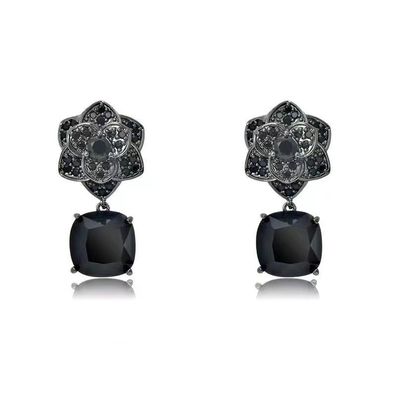 Sier Needle Elegant Camellia Korean Style Earrings