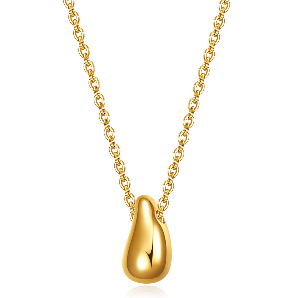 Women's Stainless Steel Teardrop Glossy Thick Dome Necklaces