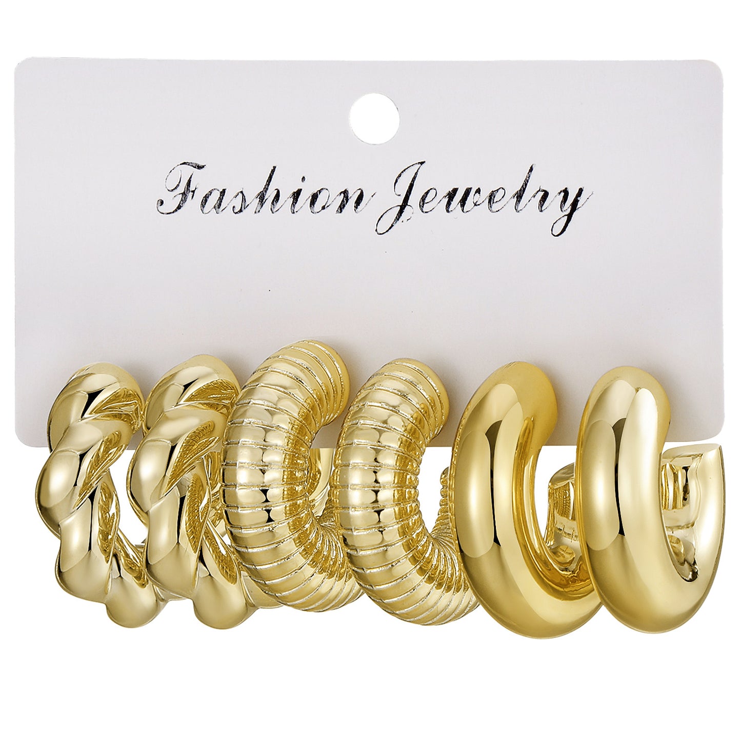 Type Irregular Card Set White Gold Color Earrings