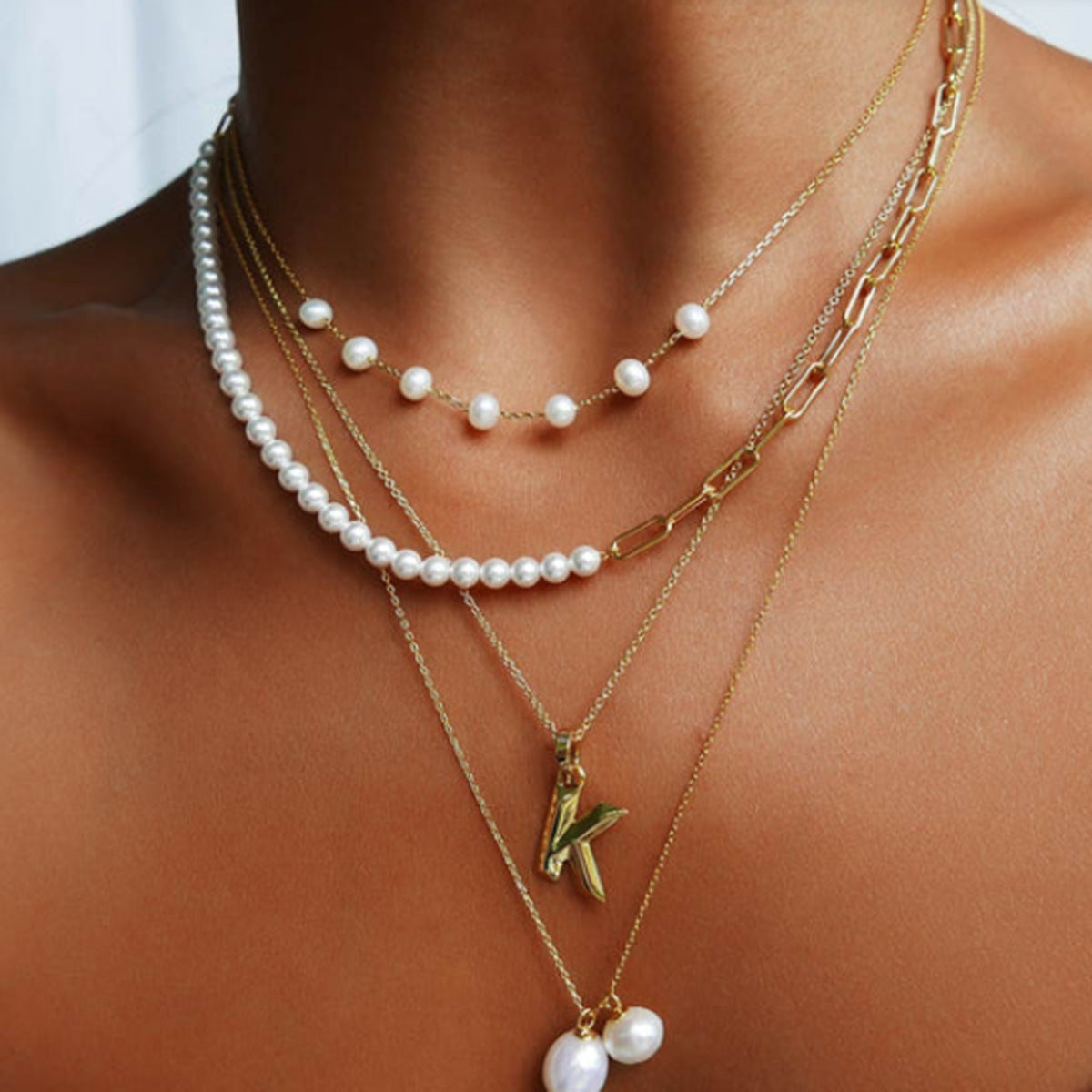 Ding Ornament Stainless Steel Pearl High-grade Clavicle Chain Necklaces
