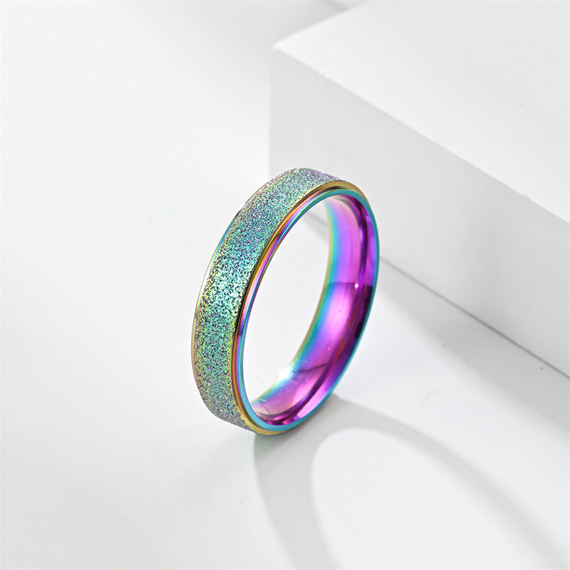 Step Stainless Steel Frosted Female Korean Fashion Couple Rings