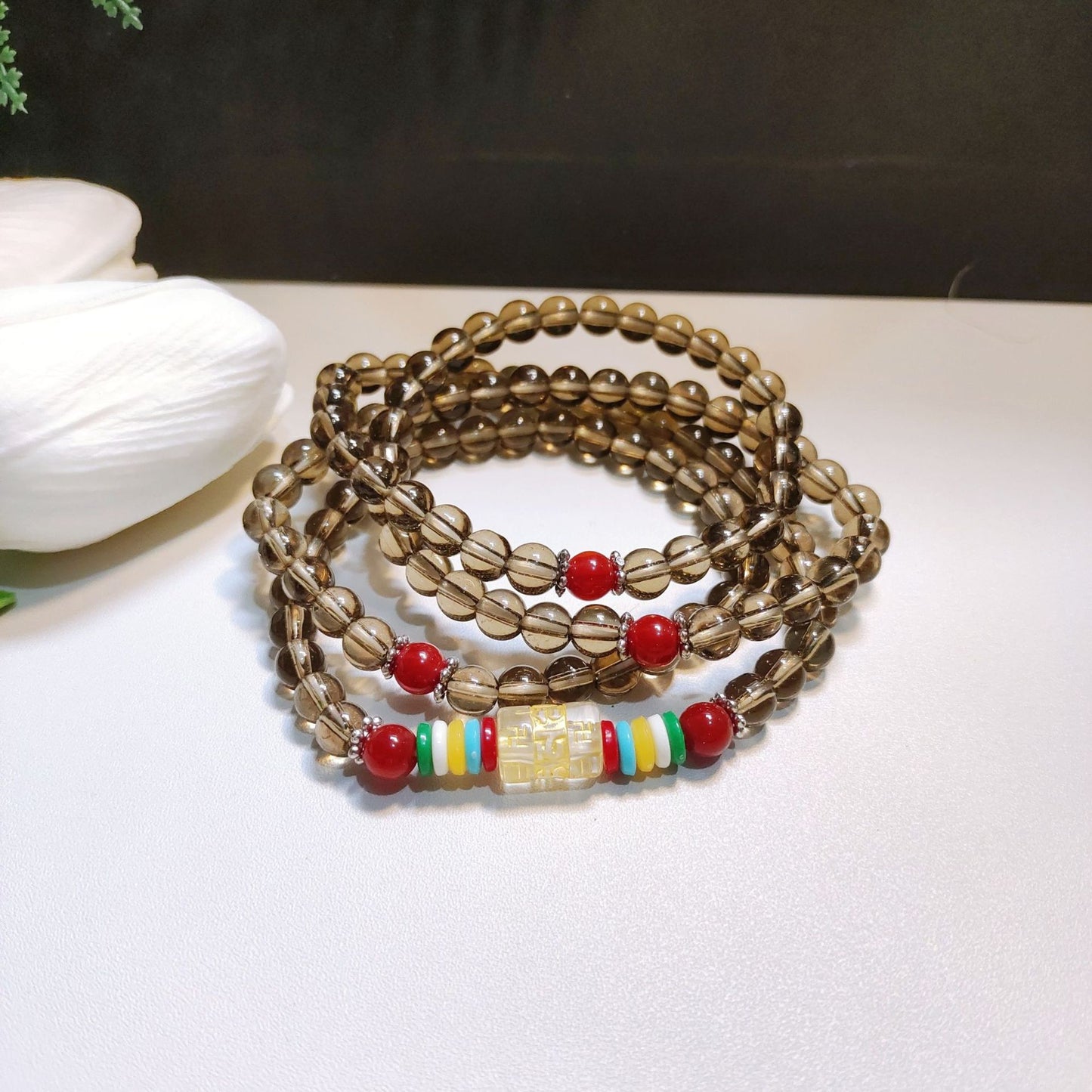 Beads Safe Imitation Garnet Agate White Bracelets