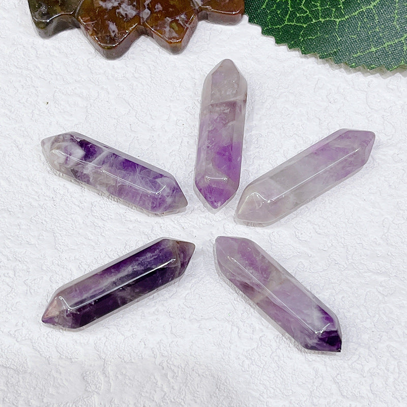 Stone Crystal Bullet Double Pointed Hexagon Prism Pendants
