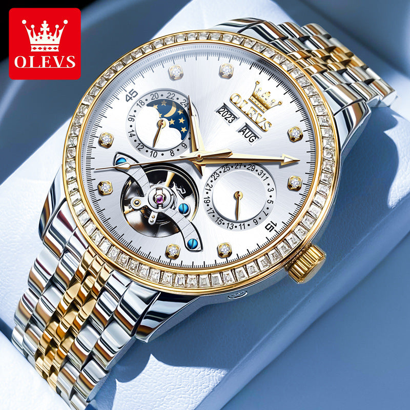 Men's Watch Multifunctional Moon Phase Casual Mechanical Watches