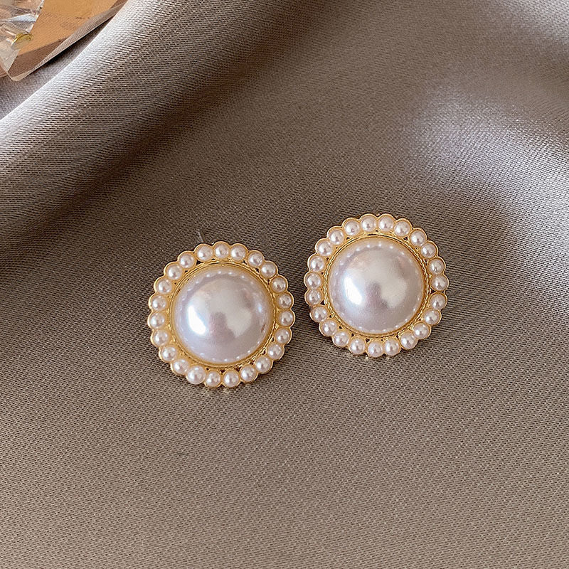 Women's Gold Plated French Entry Lux Pearl Fashion Dignified Earrings