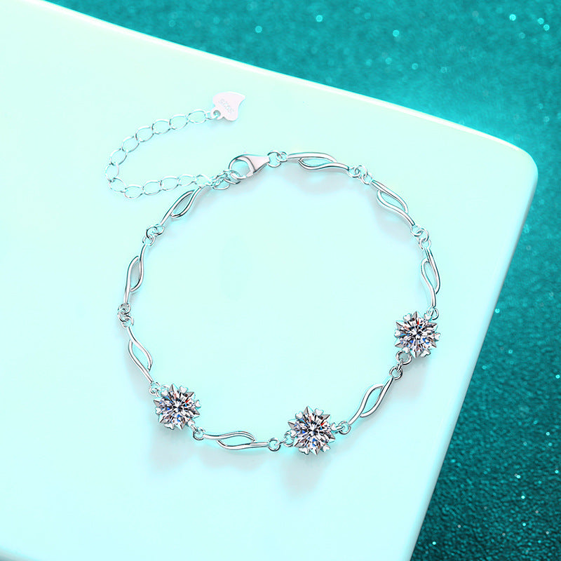 Sterling Sier Snowflake Chain Fashion Inlaid Light Bracelets