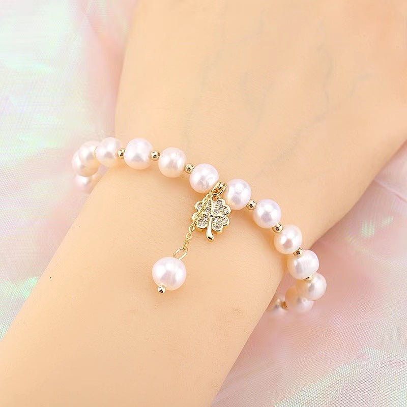 Women's Korean Style Fashionable Natural Freshwater Beads Hand-made Beaded With Bracelets