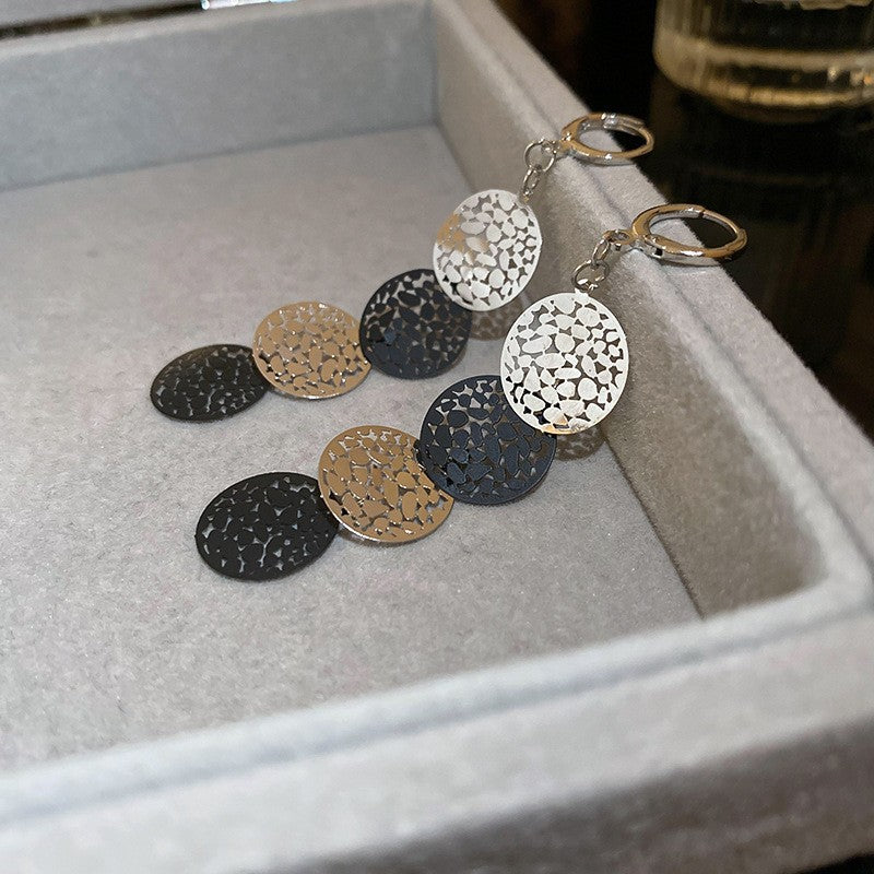 Needle Black Crystal Geometric Ear Minority Fashion Temperament Entry Earrings