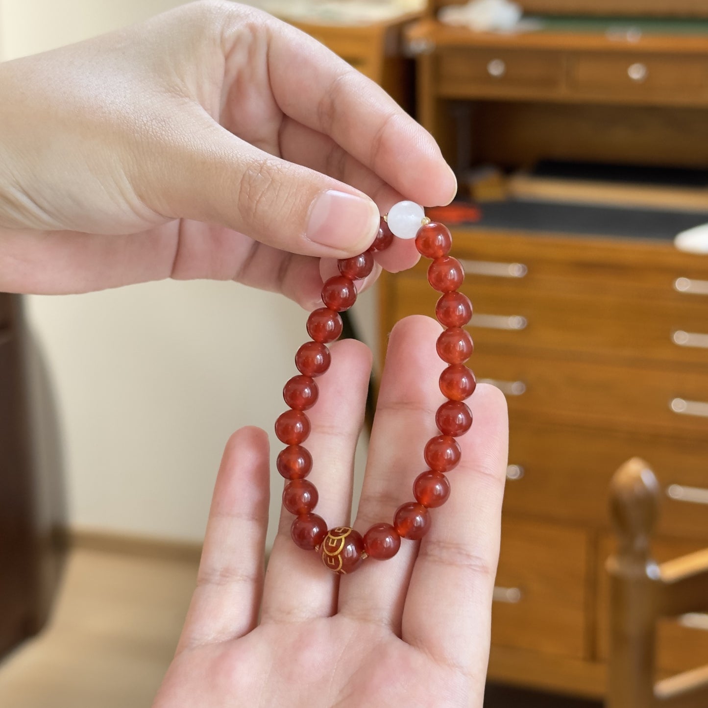 Broadcast Natural Red Agate Female Blessing Bracelets