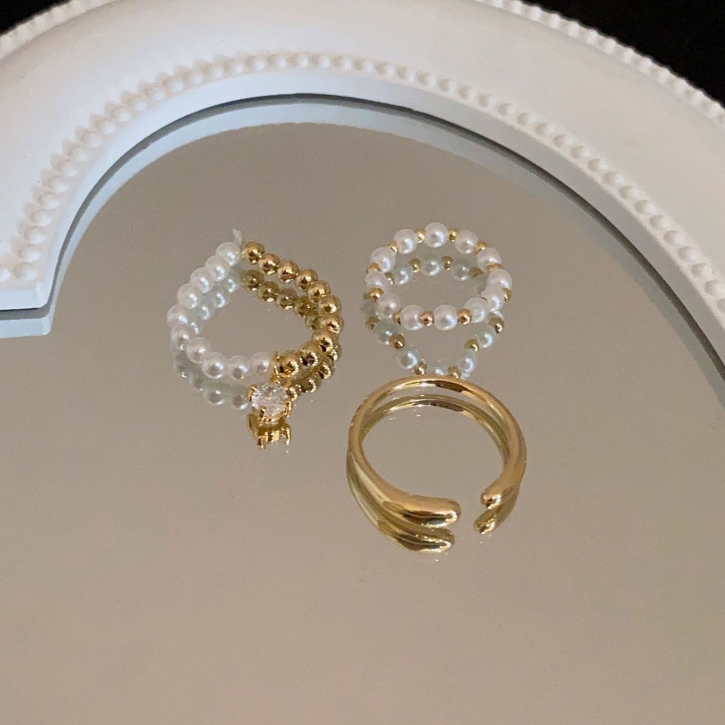 Pearl Zircon Letter Open Special Interest Light Rings