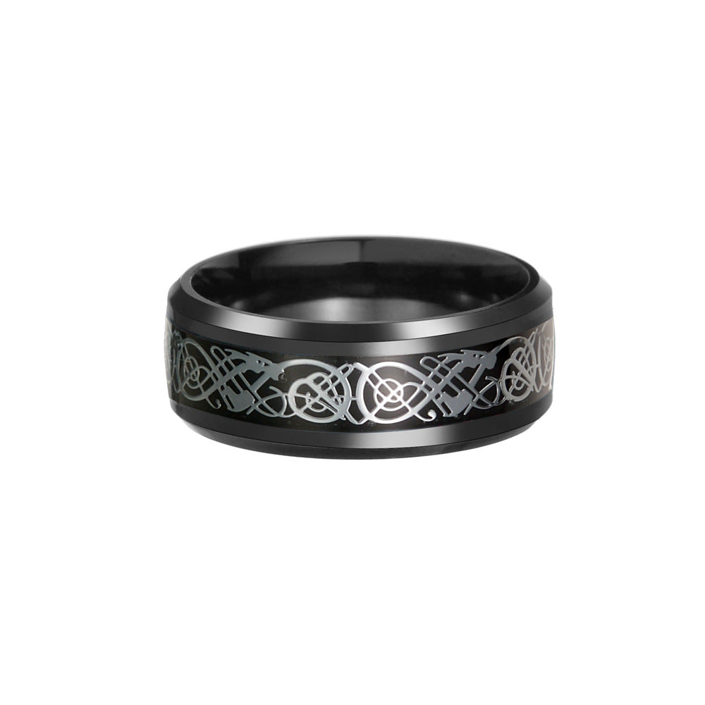 Ornament Dragon Pattern With Piece Stainless Rings