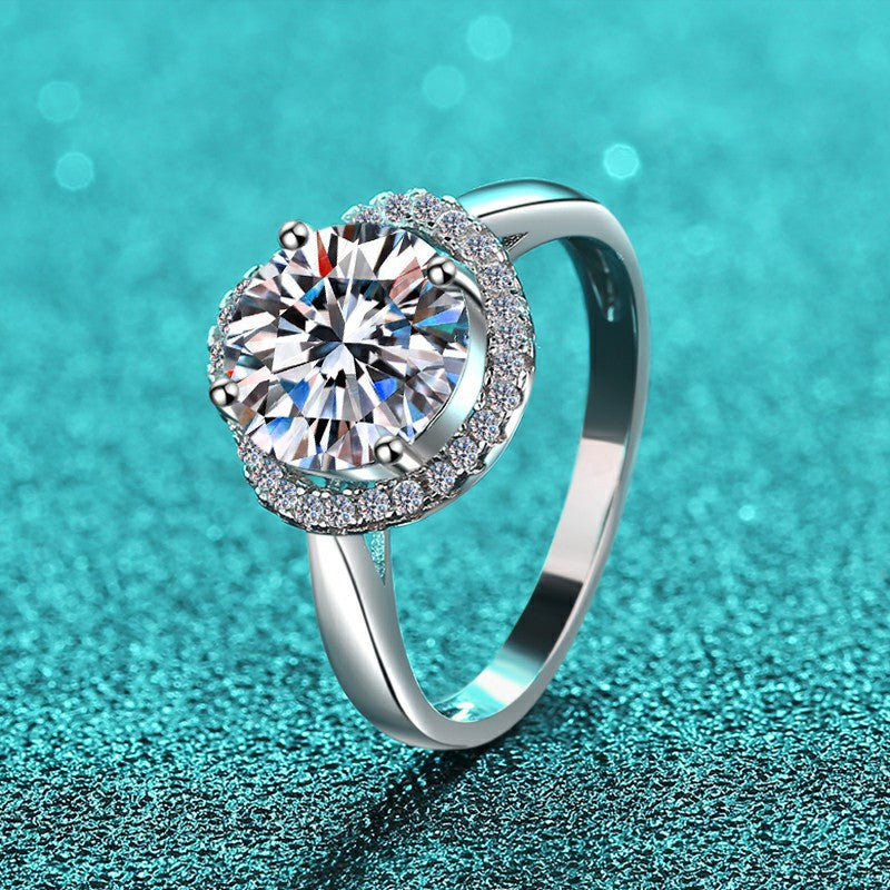 Sterling Sier Moissanite Karat Female White Gold Plated Starry Rings