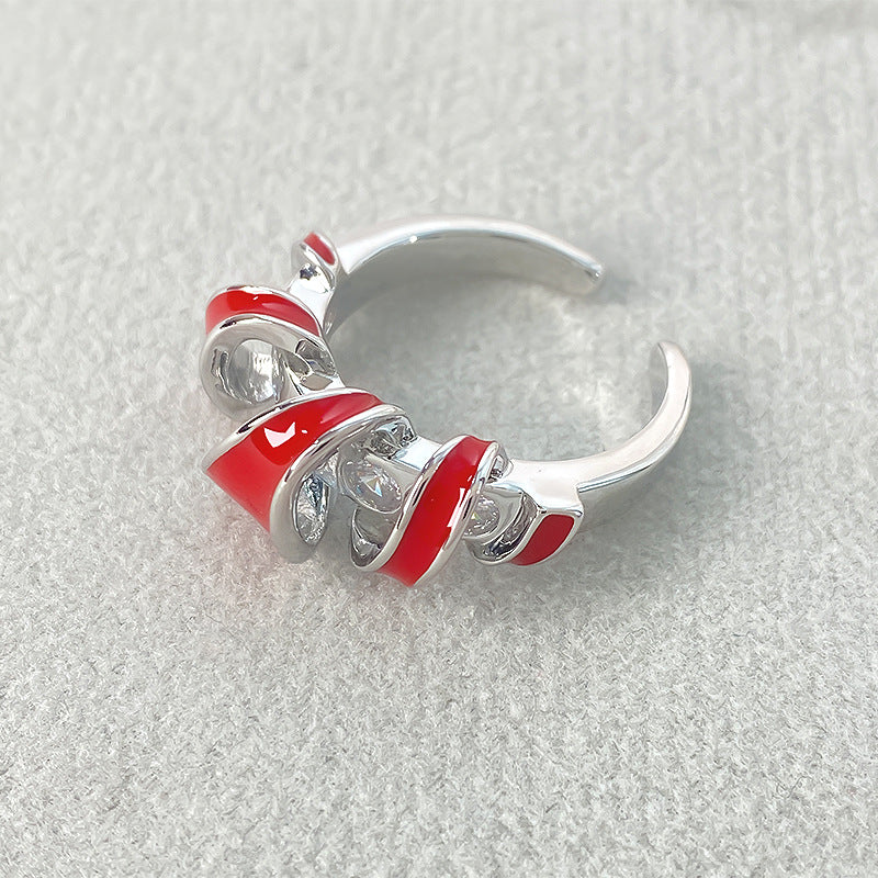 Wave Diamond Enamel Drop Oil Female Cold Rings