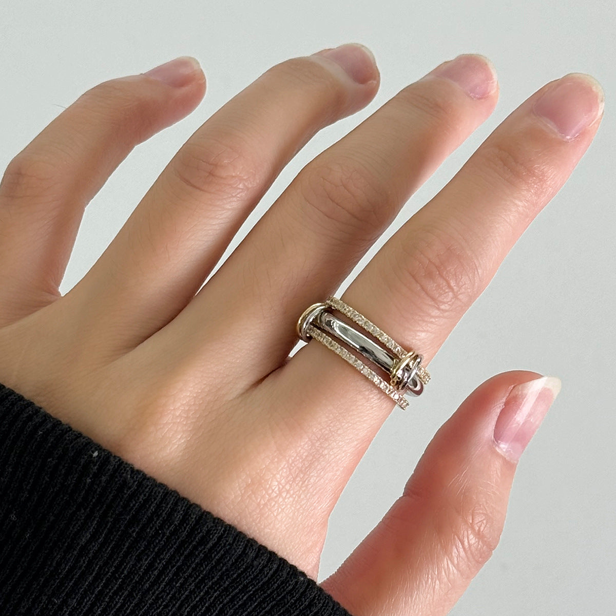 Copper Plated Real Gold Inlaid Zircon Rings