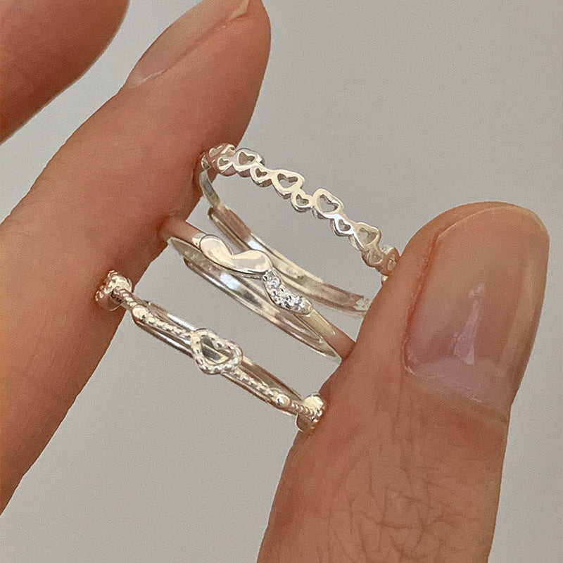 Women's Love Heart-shaped Simple Cold Style Temperament Rings
