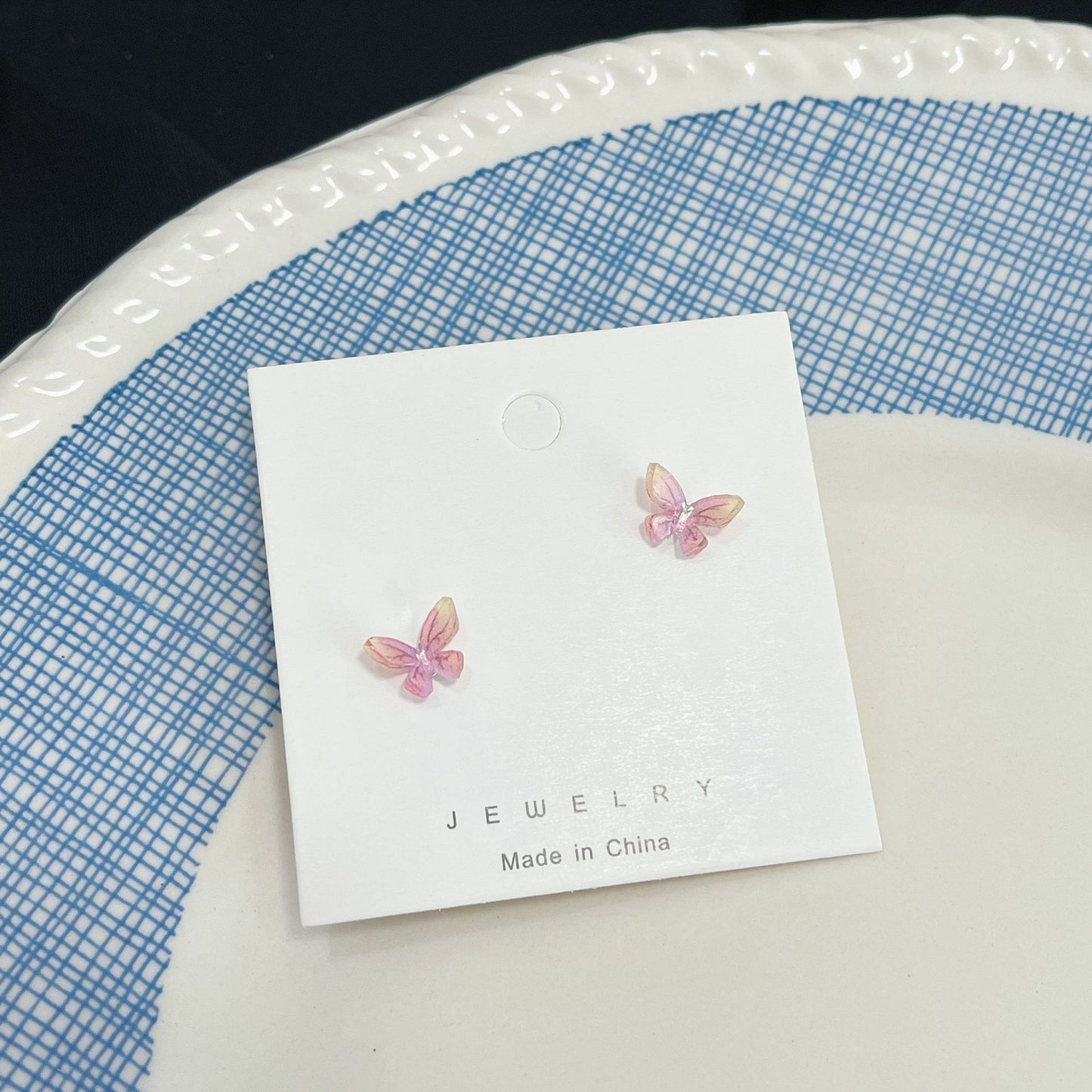 Fairy Three-dimensional Butterfly Suit Sier Small Earrings