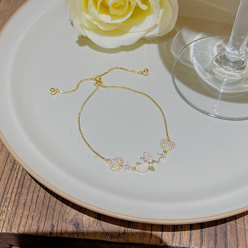 Style Elegant Copper Inlaid Zircon Female Summer Niche Design Bracelets