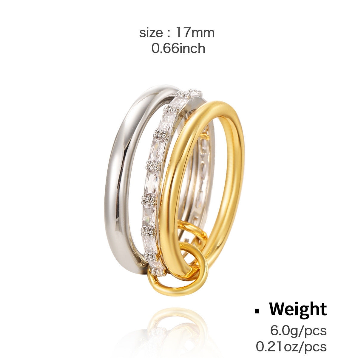 Copper Plated Real Gold Inlaid Zircon Rings