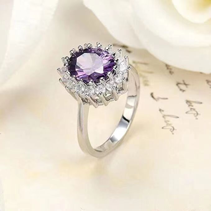 Fashion Blue Zircon Gemstone Female Luxury Rings