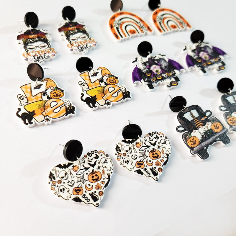 Halloween Rainbow Elf Pumpkin Bat Truck Rings