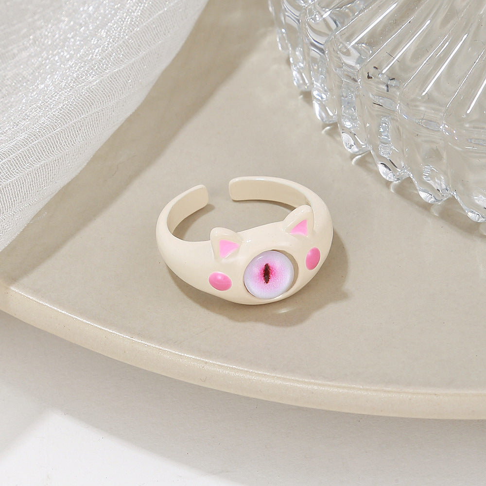One-eyed Little Monster Niche Design Cartoon Sweet Cool Rings