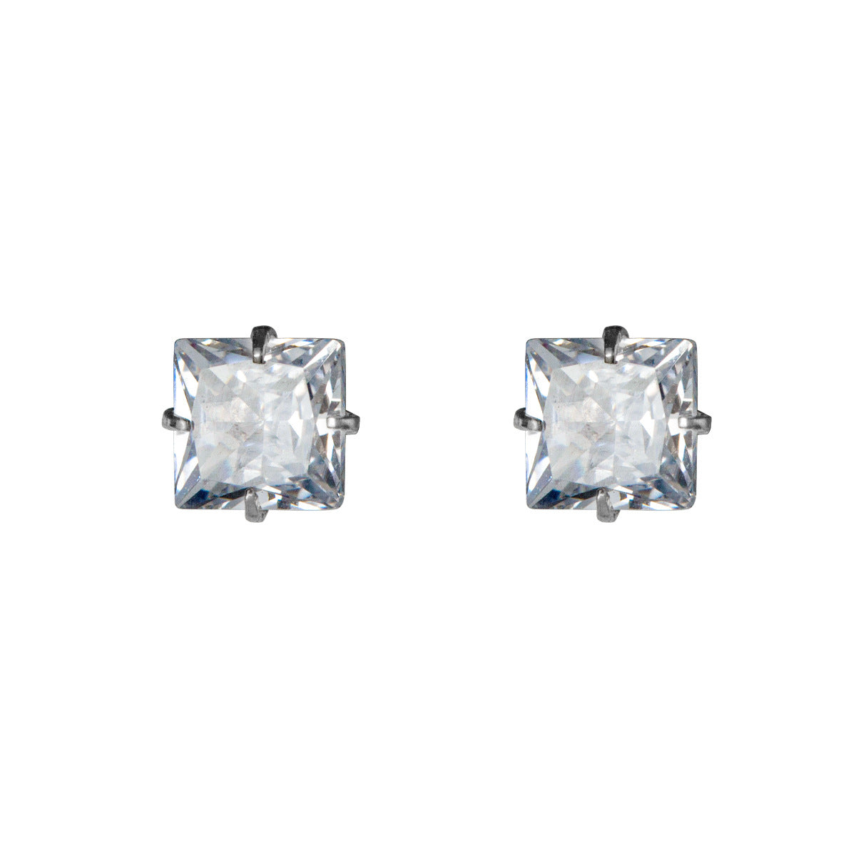 Love Lodge Sier Simple Single Rhinestone Earrings