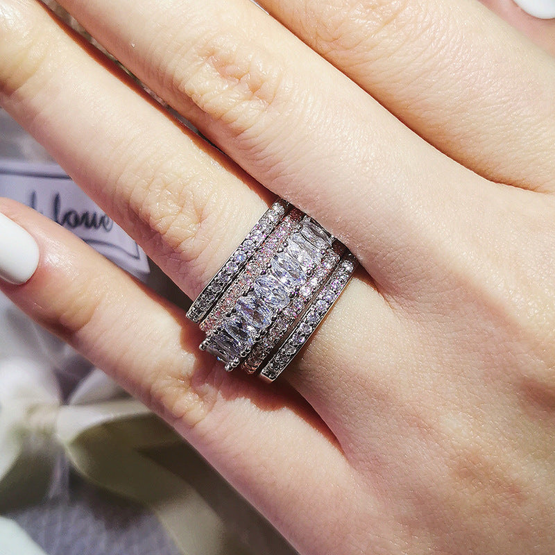 Fashion Main Stone Simple Female Combined Rings