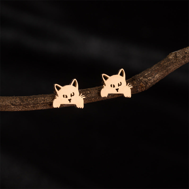 Stainless Steel Cute Simple Cartoon Animal Earrings