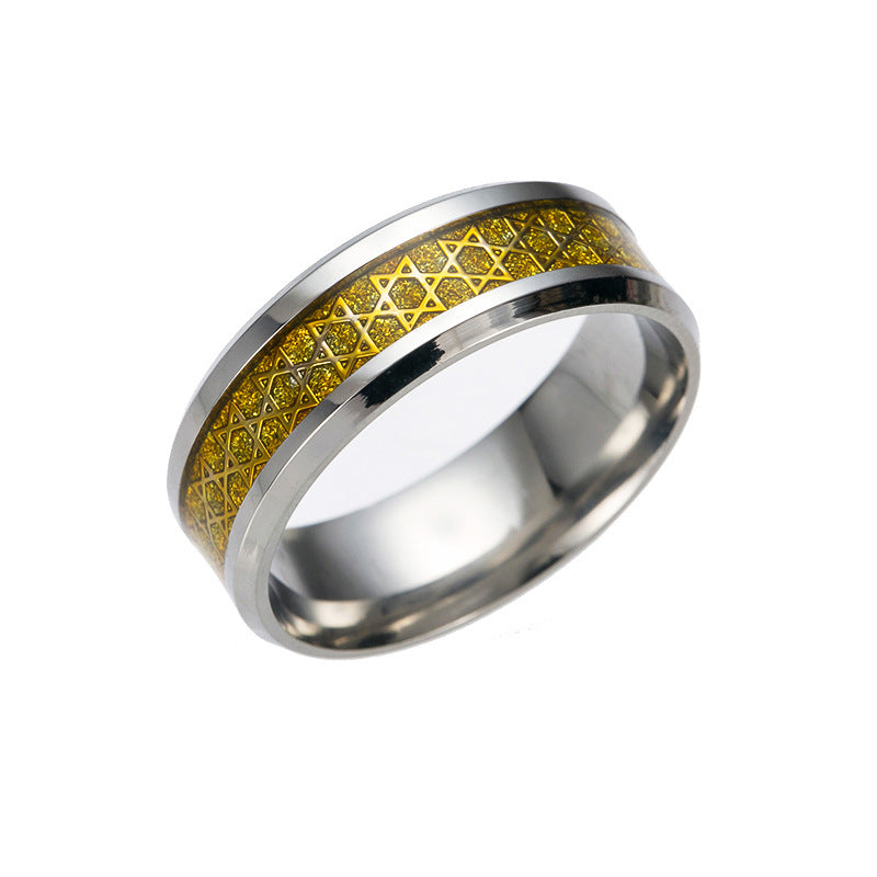Men's Six-pointed Star Titanium Steel Domineering Personalized Retro Simple Rings