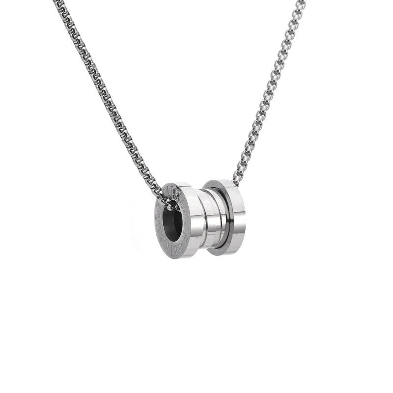 Men's Titanium Steel Double Hipster Unique Crystal Long Pendants